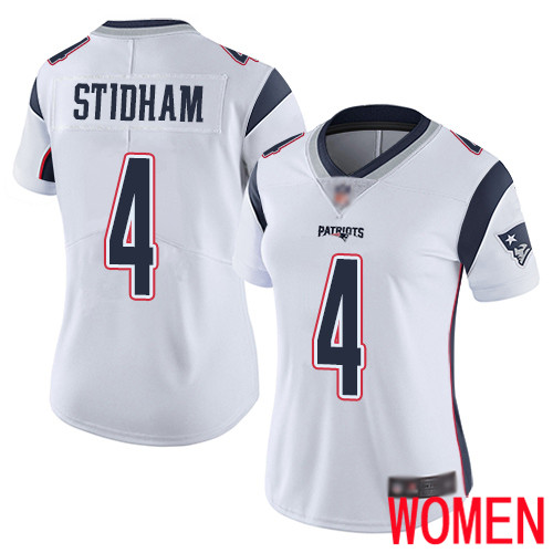 New England Patriots Limited White Women #4 Jarrett Stidham Road NFL Jersey Vapor->women nfl jersey->Women Jersey